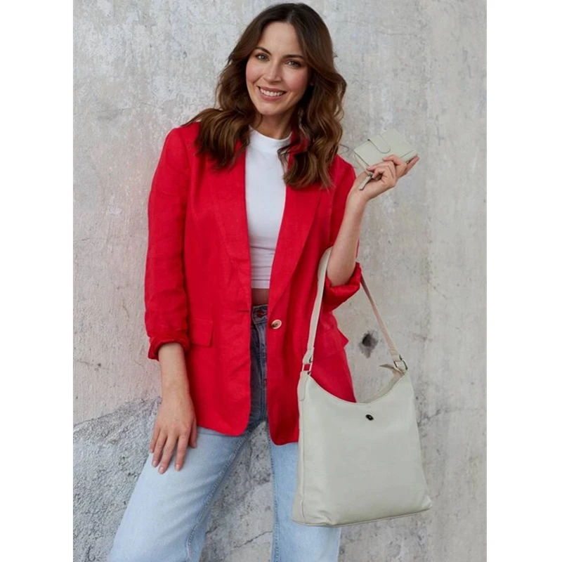 Béžová kožená kabelka PT6104