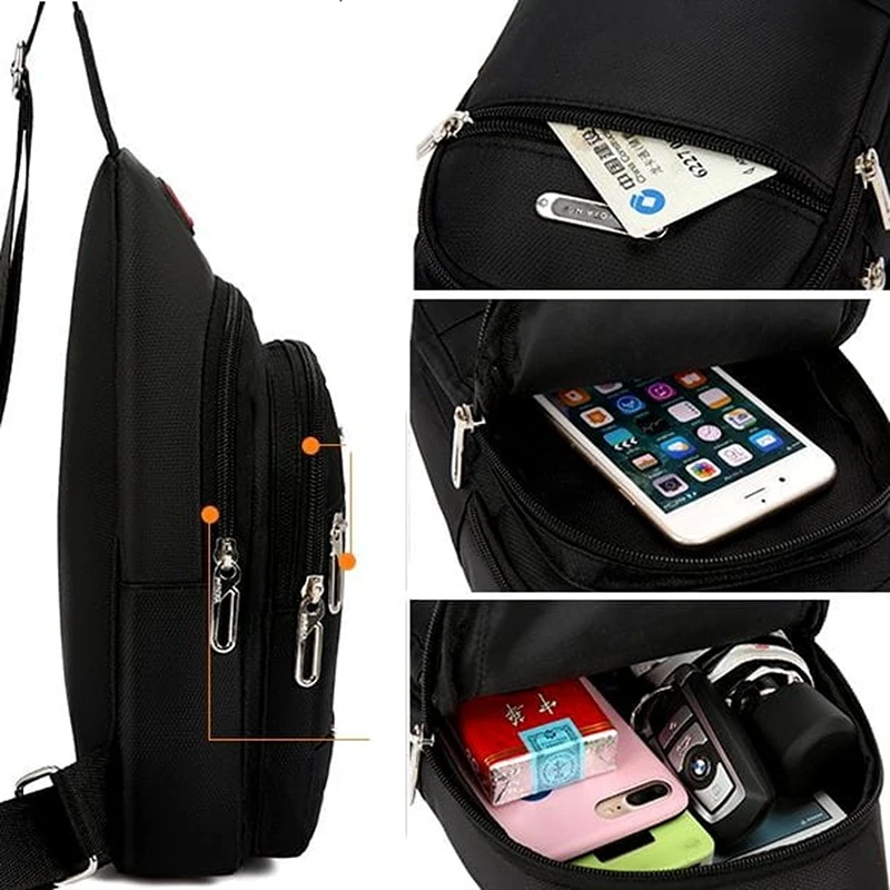 Pánský batoh přes rameno R107 modrá – sportovní batoh se 3 kapsami