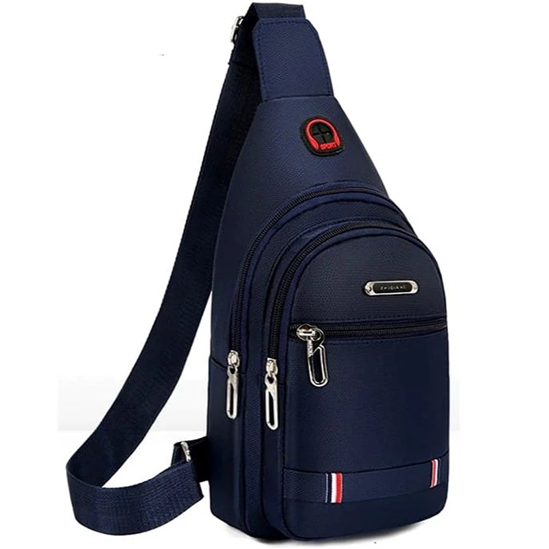 Pánský batoh přes rameno R107 modrá – sportovní batoh se 3 kapsami