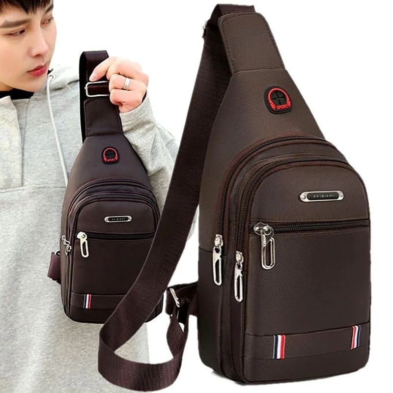 Pánská batoh přes rameno R107 hnědá – elegantní batoh se 3 kapsami