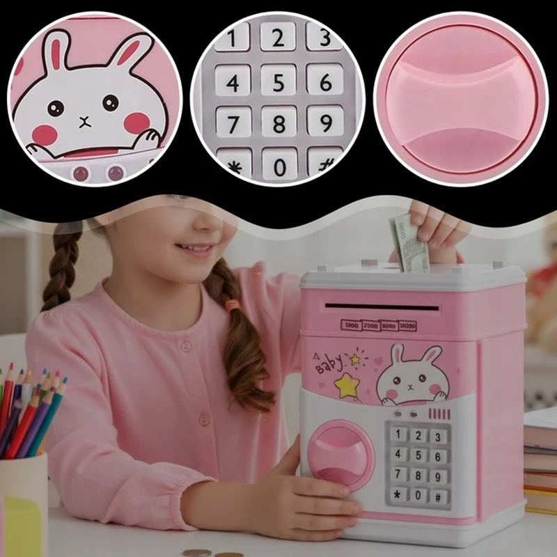 Dětská růžová pokladnička RO2548