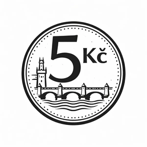5 korun na bílém podkladu