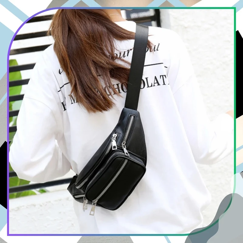 Kožená dámská ledvinka R35 černá – crossbody ledvinka přes rameno