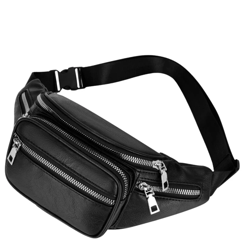 Kožená dámská ledvinka R35 černá – crossbody ledvinka přes rameno
