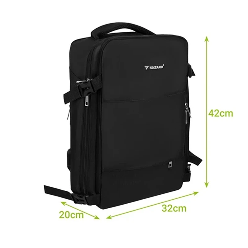 Cestovní batoh 40 × 20 × 25 cm s USB portem Trizand 27651 černý