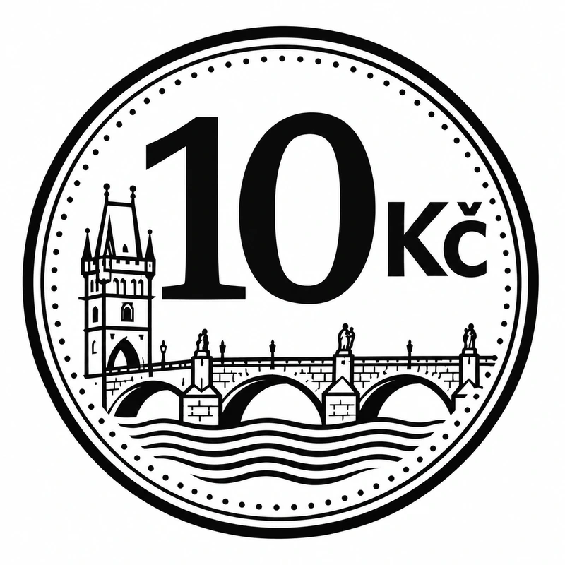 Desetikoruna na bílém podkladu