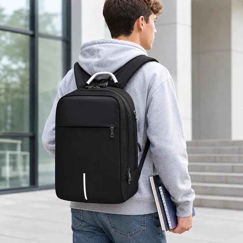 Bezpečnostní batoh na notebook BQ57 černý s USB a zámkem