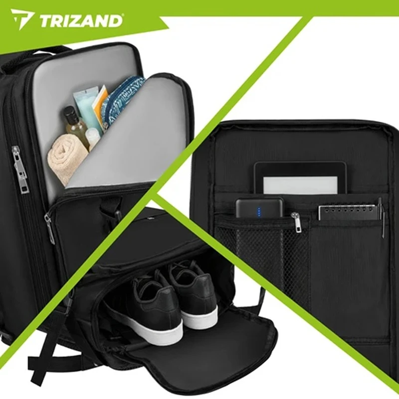 Cestovní batoh 40 × 20 × 25 cm s USB portem Trizand 27651 černý