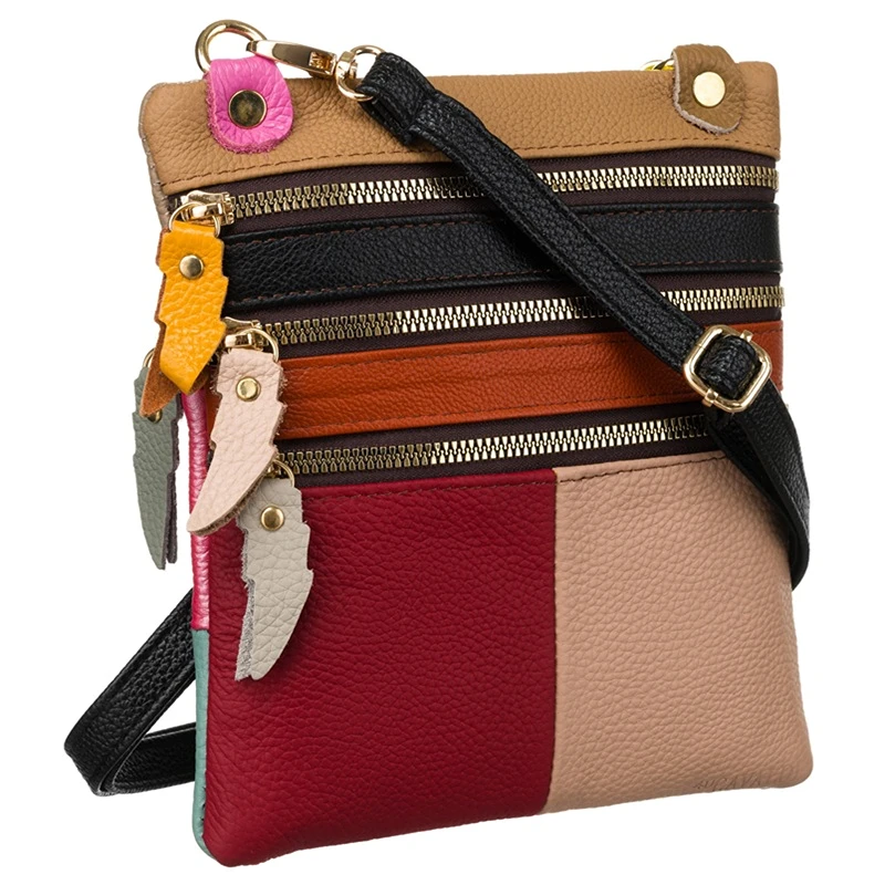 Dámská kožená crossbody kabelka na telefon CAVALDI 1718 – vícebarevná