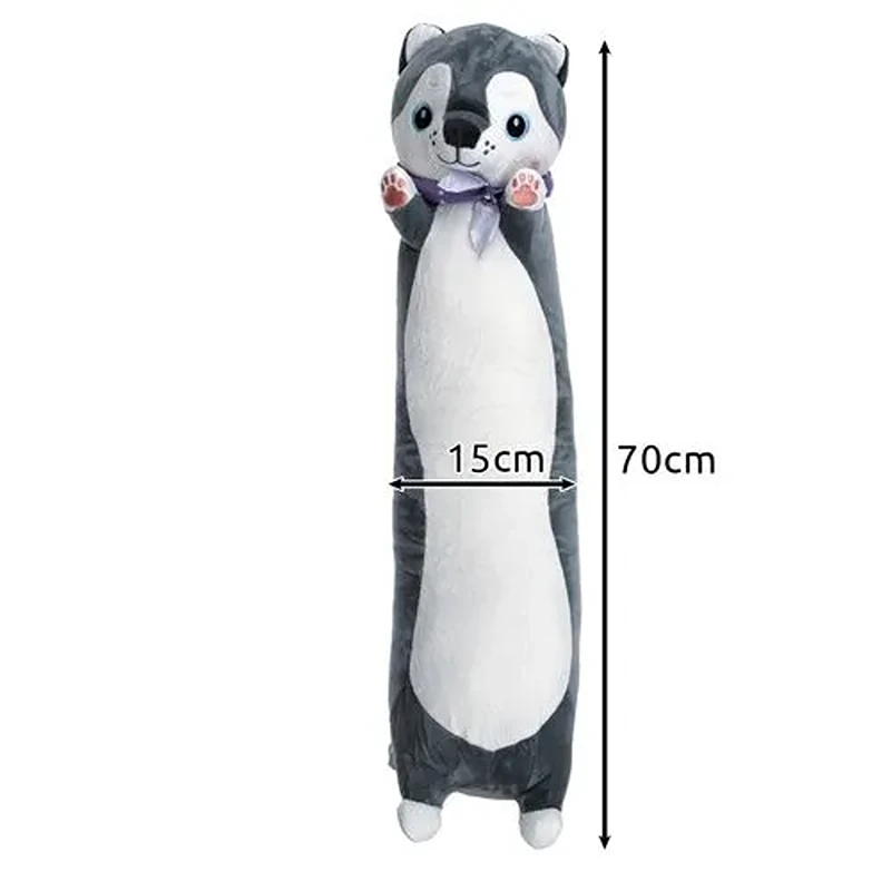 Dlouhý plyšový pejsek Kruzzel 24714 – šedý polštář 70 cm