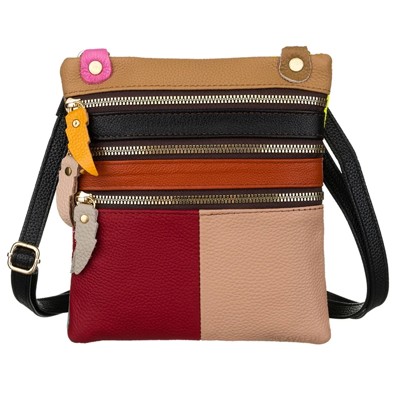 Dámská kožená crossbody kabelka na telefon CAVALDI 1718 – vícebarevná
