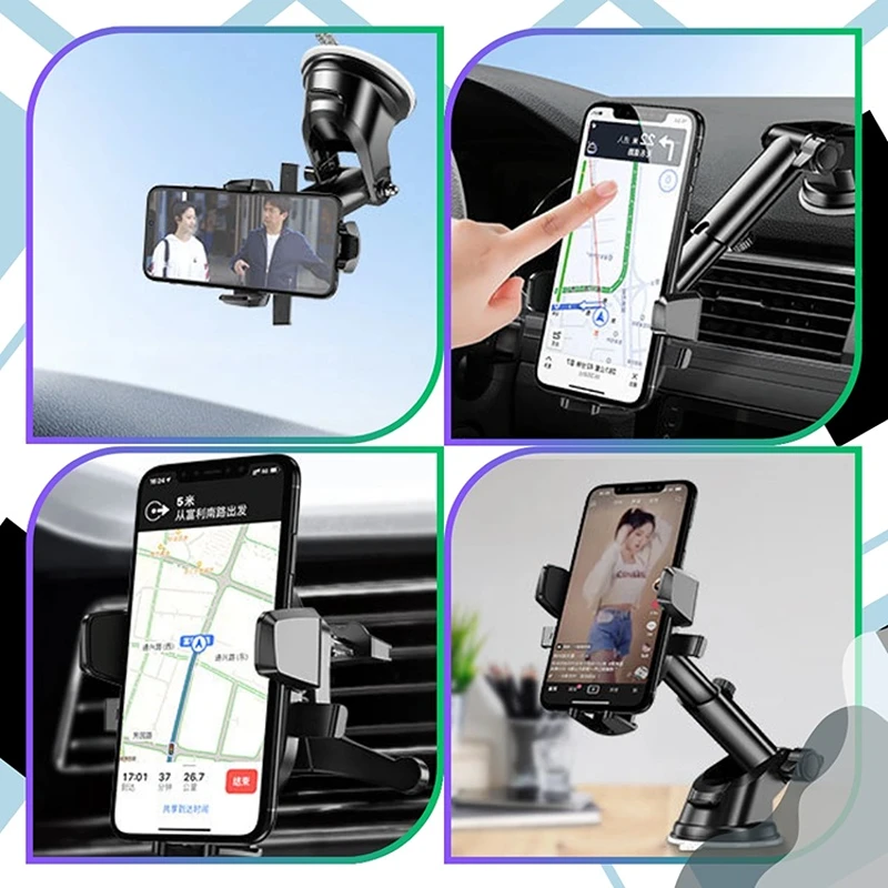 Polohovatelný držák telefonu do auta DT48 – černý