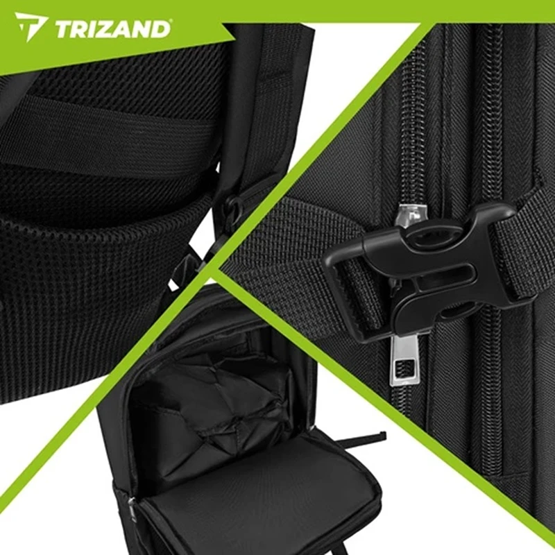 Cestovní batoh 40 × 20 × 25 cm s USB portem Trizand 27651 černý
