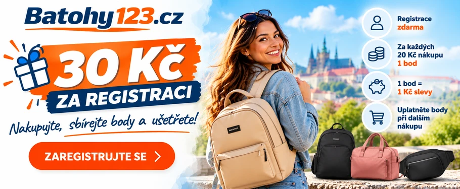Věrnostní program Batohy123.cz – 30 Kč za registraci, sbírejte body za nákupy a získejte slevu